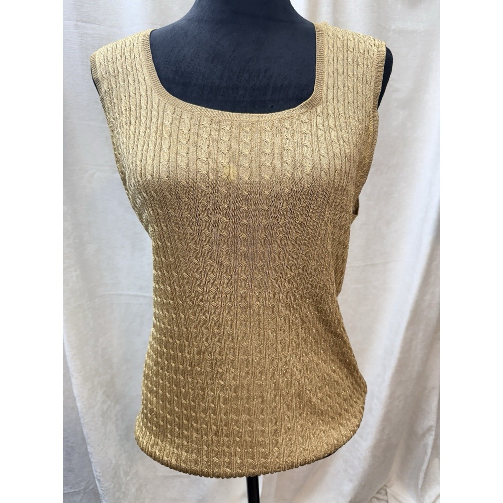 LaureRalph Lauren Tank Top Women 1X Gold Shimmer Metallic Holiday Party